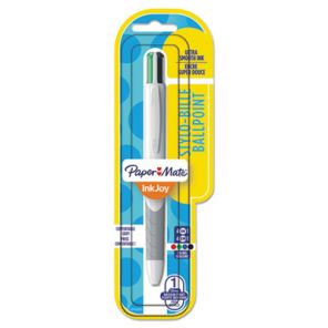 Paper mate® InkJoy Quatro Multi-Color Ballpoint Pen, Retractable, Medium 1 mm, Business: Black/Blue/Green/Red Ink, White Barrel 
