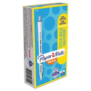 Paper mate® InkJoy 700 RT Ballpoint Pen, Retractable, Medium 1 mm, Blue Ink, White/Blue Barrel, Dozen 