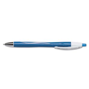 Bic® Atlantis Exact Ballpoint Pen, Retractable, Fine 0.7 mm, Blue Ink, Blue Barrel, Dozen