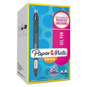 Paper mate® InkJoy Gel Pen, Retractable, Medium 0.7 mm, Black Ink, Black Barrel, 36/Pack