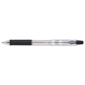 Pentel® R.S.V.P. RT Ballpoint Pen, Retractable, Medium 1 mm, Black Ink, Clear Barrel, Dozen 