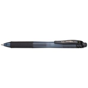Pentel® EnerGel-X Gel Pen, Retractable, Medium 0.7 mm, Black Ink, Black Barrel, Dozen 