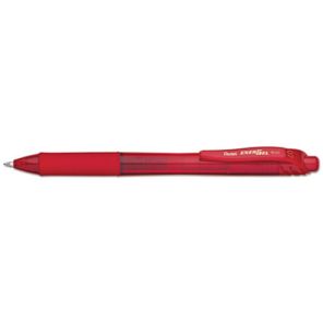 Pentel® EnerGel-X Gel Pen, Retractable, Medium 0.7 mm, Red Ink, Red Barrel, Dozen 