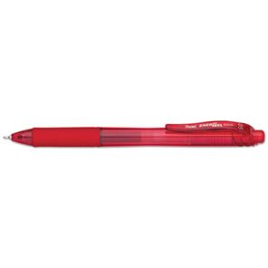 Pentel® EnerGel-X Gel Pen, Retractable, Fine 0.5 mm Needle Tip, Red Ink, Red Barrel, Dozen 