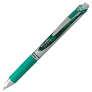 Pentel® EnerGel RTX Gel Pen, Retractable, Medium 0.7 mm, Green Ink, Green/Gray Barrel 