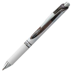 Pentel® EnerGel RTX Gel Pen, Retractable, Medium 0.7 mm, Black Ink, White/Black Barrel 