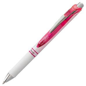Pentel® EnerGel RTX Gel Pen, Retractable, Medium 0.7 mm, Pink Ink, White/Pink Barrel 