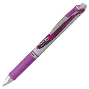 Pentel® EnerGel RTX Gel Pen, Retractable, Medium 0.7 mm, Violet Ink, Violet/Gray Barrel 