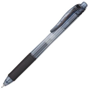 Pentel® EnerGel-X Gel Pen, Retractable, Fine 0.5 mm Needle Tip, Black Ink, Black Barrel, Dozen 
