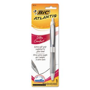 Bic® Atlantis Ultra Comfort Ballpoint Pen, Retractable, Medium 1 mm, Black Ink, Randomly Assorted Barrel Colors