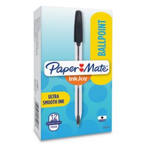 Paper mate® InkJoy 50ST Ballpoint Pen, Stick, Medium 1 mm, Black Ink, Clear Barrel, Dozen