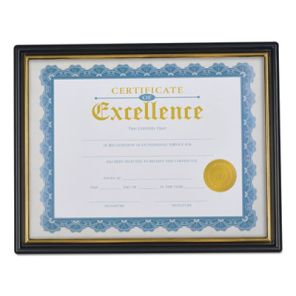 Universal® Document Frames, Plastic, 8 1/2 x 10 Insert, Black/Gold, 3/Pack 