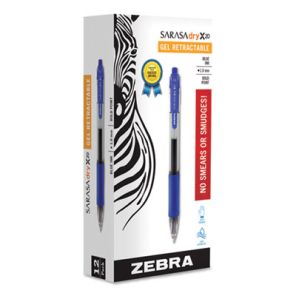 Zebra® Sarasa Dry Gel X20 Gel Pen, Retractable, Bold 1 mm, Blue Ink, Translucent Blue Barrel, Dozen 