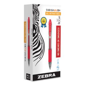 Zebra® Sarasa Dry Gel X20 Gel Pen, Retractable, Medium 0.7 mm, Red Ink, Translucent Red Barrel, Dozen 