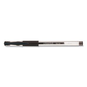 Universal Comfort Grip Gel Pen, Stick, Fine 0.5 mm, Black Ink, Clear Barrel, Dozen