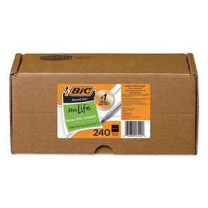 Bic® Round Stic Xtra Life Ballpoint Pen Xtra-Value Pack, Stick, Medium 1 mm, Black Ink, Black Barrel, 240/Carton
