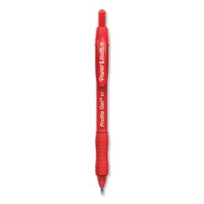 Paper mate® Profile Gel Pen, Retractable, Medium 0.7 mm, Red Ink, Translucent Red Barrel, Dozen 