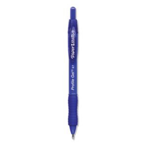 Paper mate® Profile Gel Pen, Retractable, Medium 0.7 mm, Blue Ink, Translucent Blue Barrel, Dozen 
