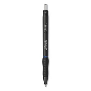 Sharpie® s-gel S-Gel High-Performance Gel Pen, Retractable, Bold 1 mm, Blue Ink, Black Barrel, Dozen 