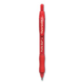 Paper mate® Profile Ballpoint Pen, Retractable, Bold 1 mm, Red Ink, Translucent Red Barrel, Dozen