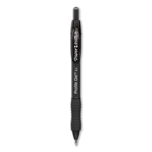 Paper mate® Profile Gel Pen, Retractable, Fine 0.5 mm, Black Ink, Translucent Black Barrel, Dozen