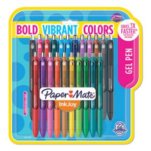 Paper mate® InkJoy Gel Pen, Retractable, Medium 0.7 mm, Assorted Ink and Barrel Colors, 22/Pack