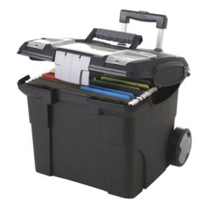 Storex Premium File Cart, 15w x 16.38d x 14.25 to 30h, Black 