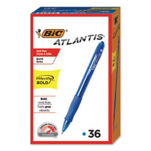 Bic® Velocity Ballpoint Pen Value Pack, Retractable, Atlantis Bold 1.6 mm, Blue Ink, Blue Barrel, 36/Pack