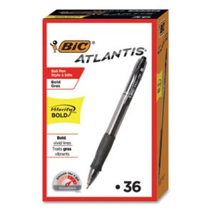 Bic® Velocity Ballpoint Pen Value Pack, Retractable, Atlantis Bold 1.6 mm, Black Ink, Black Barrel, 36/Pack