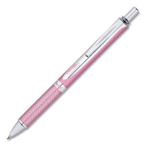 Pentel® EnerGel Alloy RT Gel Pen, Retractable, Medium 0.7 mm, Black Ink, Pink Barrel 