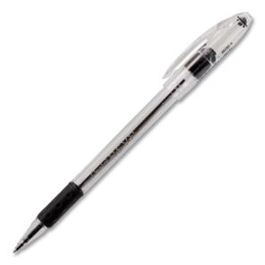 Pentel® R.S.V.P. Ballpoint Pen, Stick, Fine 0.7 mm, Black Ink, Clear/Black Barrel, Dozen 