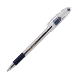 Pentel® R.S.V.P. Ballpoint Pen, Stick, Medium 1 mm, Blue Ink, Clear/Blue Barrel, Dozen 