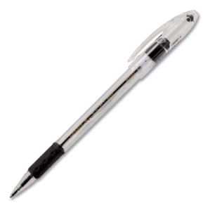 Pentel® R.S.V.P. Ballpoint Pen, Stick, Medium 1 mm, Black Ink, Clear/Black Barrel, Dozen 