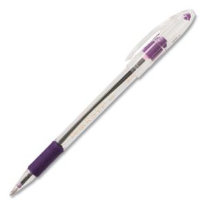 Pentel® R.S.V.P. Ballpoint Pen, Stick, Medium 1 mm, Violet Ink, Clear/Violet Barrel, Dozen 