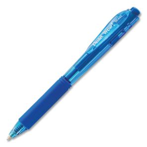 Pentel® WOW! Ballpoint Pen, Retractable, Medium 1 mm, Blue Ink, Blue Barrel, Dozen 