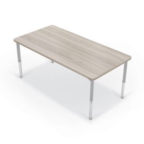 Hierarchy Activity Rectangle Table (6030) – Platinum Legs (Grey Elm + Matching Edge)