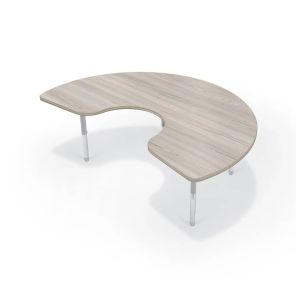 Hierarchy Activity Kidney Table – Platinum Legs (Grey Elm + Matching Edge)