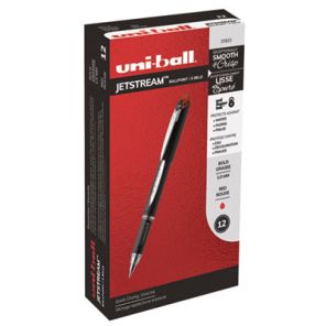 Uni-ball® Jetstream Ballpoint Pen, Stick, Bold 1 mm, Red Ink, Black Barrel 