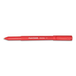 Paper mate® Write Bros. Ballpoint Pen, Stick, Medium 1 mm, Red Ink, Red Barrel, Dozen 