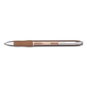 Sharpie® s-gel S-Gel Premium Metal Barrel Gel Pen, Retractable, Medium 0.7 mm, Black Ink, Champagne Barrel, Dozen 