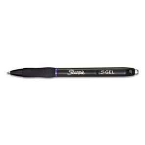 Sharpie® s-gel S-Gel High-Performance Gel Pen, Retractable, Medium 0.7 mm, Purple Ink, Black Barrel, Dozen 