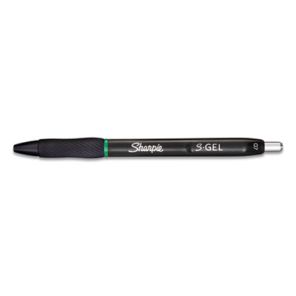 Sharpie® s-gel S-Gel High-Performance Gel Pen, Retractable, Medium 0.7 mm, Green Ink, Black Barrel, Dozen 