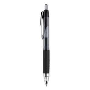 Uni-ball® Signo 207 Gel Pen, Retractable, Micro 0.5 mm, Black Ink, Smoke/Black Barrel, Dozen 