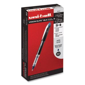Uni-ball® VISION ELITE Roller Ball Pen, Stick, Extra-Fine 0.5 mm, Blue-Black Ink, Black/Blue Barrel 