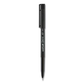 Uni-ball® ONYX Roller Ball Pen, Stick, Micro 0.5 mm, Black Ink, Black Matte Barrel, Dozen 