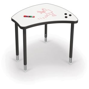 Hierarchy Shapes Desk Whiteboard Porcelain Top (Black Legs)