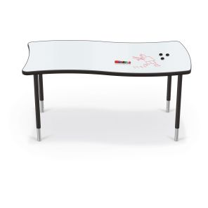 Hierarchy Creator Table Whiteboard Porcelain Top Wavy Rectangle (Black Legs)