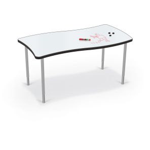 Hierarchy Creator Table Whiteboard Porcelain Top Wavy Rectangle (Platinum Legs)