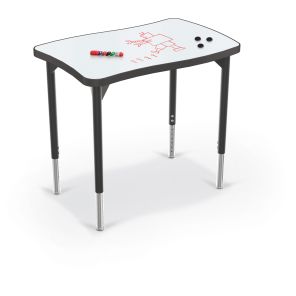Hierarchy Creator Desk Whiteboard Porcelain Top Wavy Rectangle (Black Legs)