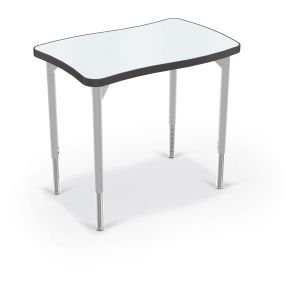 Hierarchy Creator Desk Whiteboard Porcelain Top Wavy Rectangle (Platinum Legs)
